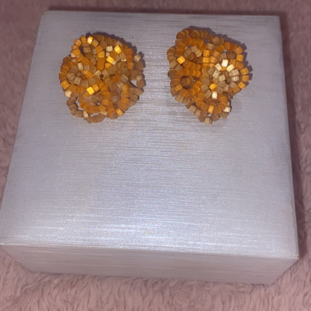 Gold Beaded Cluster Stud Earrings